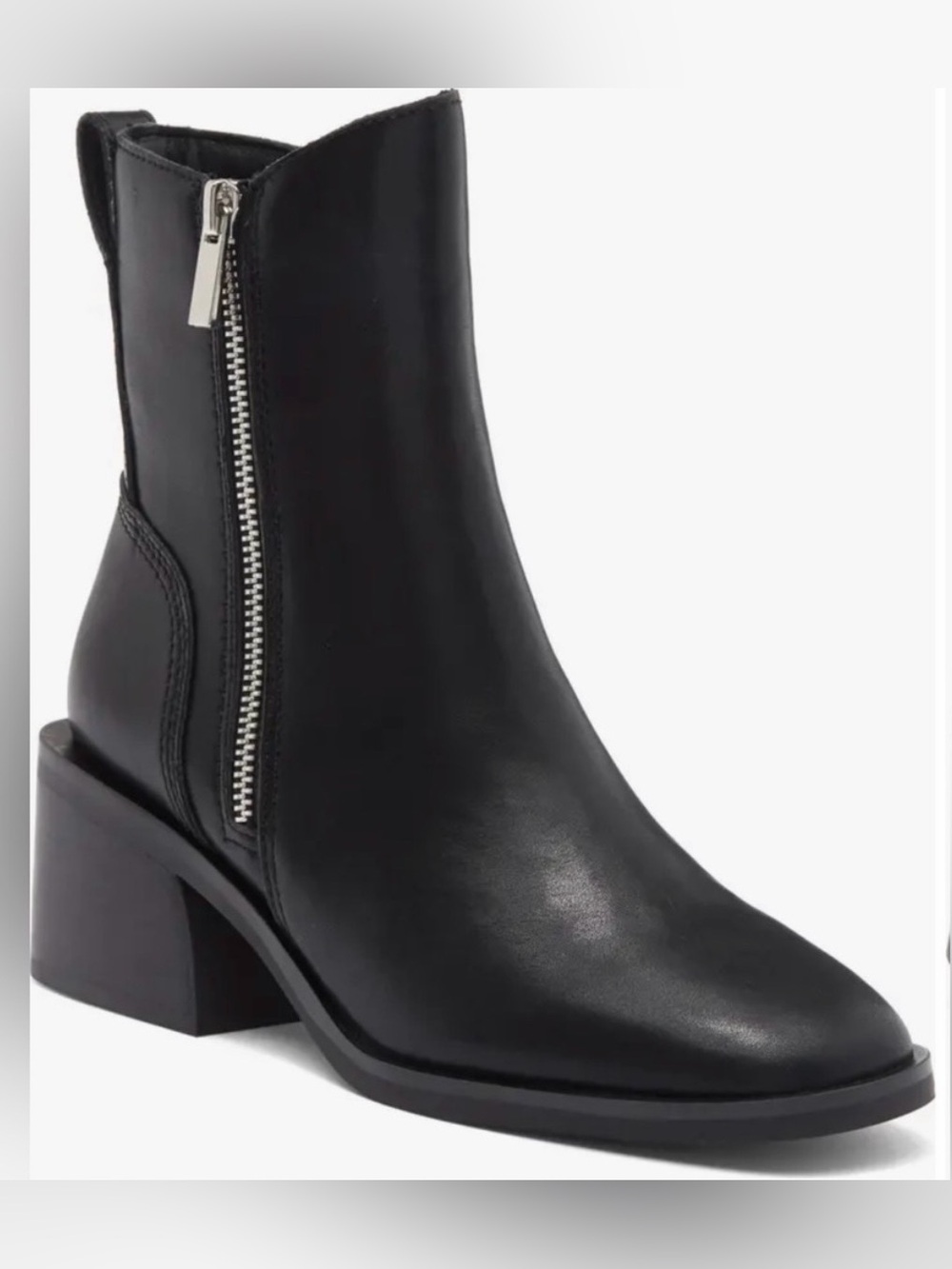 Steve Madden Black Women's Leather Ankle Boot with Side Zip